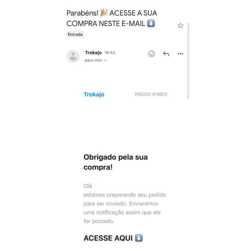 Entrega do pack por e-mail